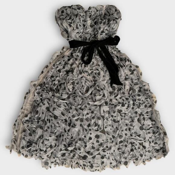 ANTHROPOLOGIE Geisha Designs Appliqued Tulle Strapless Midi Dress Size 8 Petite - Picture 3 of 8